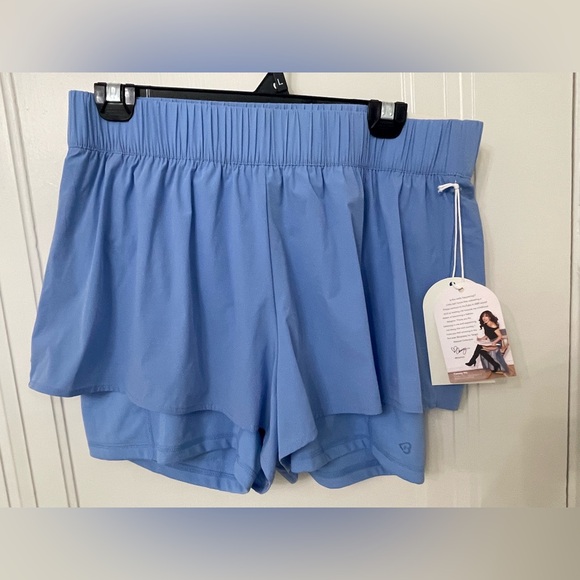 Blogilates Ruffle Shorts Cool Blue Athletic Running Dance Size Large NWT - Picture 5 of 8